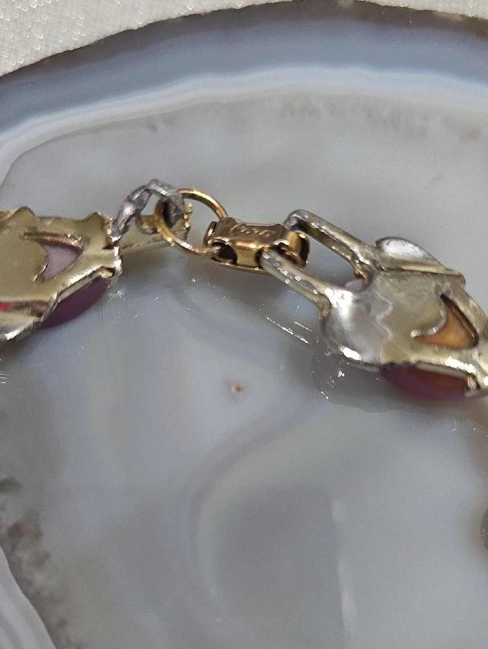 Vintage Coro Gold-Tone Moonglow Lavendar Thermoset Link Bracelet